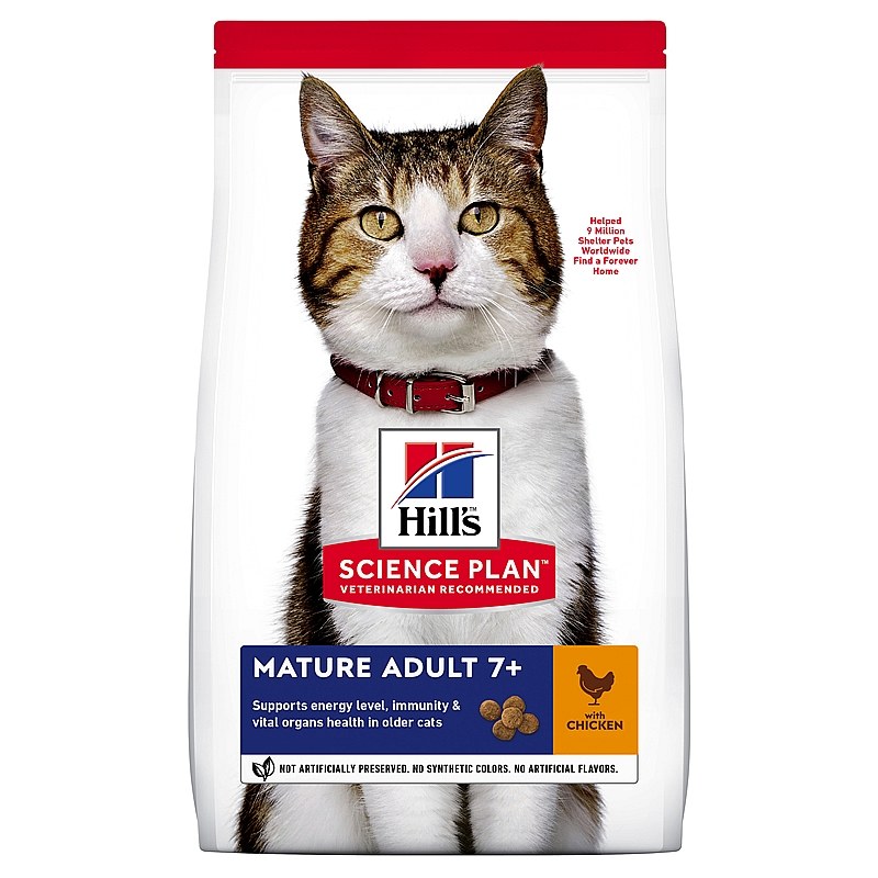 Hill's Science Plan מזון יבש לחתול מבוגר 7+ (עם עוף), 1.5 ק"ג